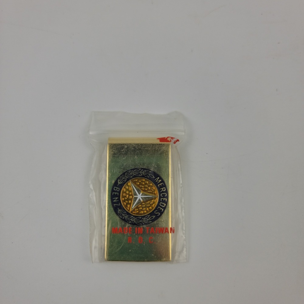 Vintage Mercedes Benz Gold Tone Enameled Logo Money Clip Accessory